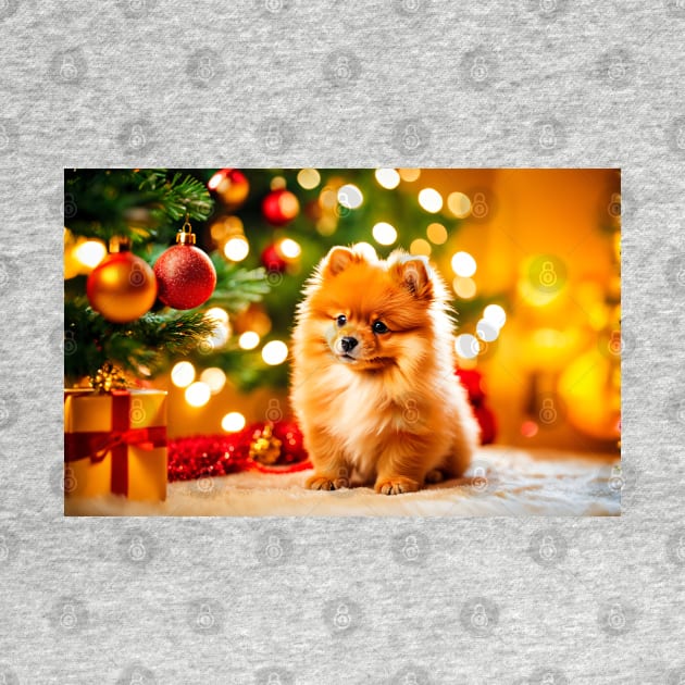 Cute Pomeranian Puppy Dog at Christmas by nicecorgi